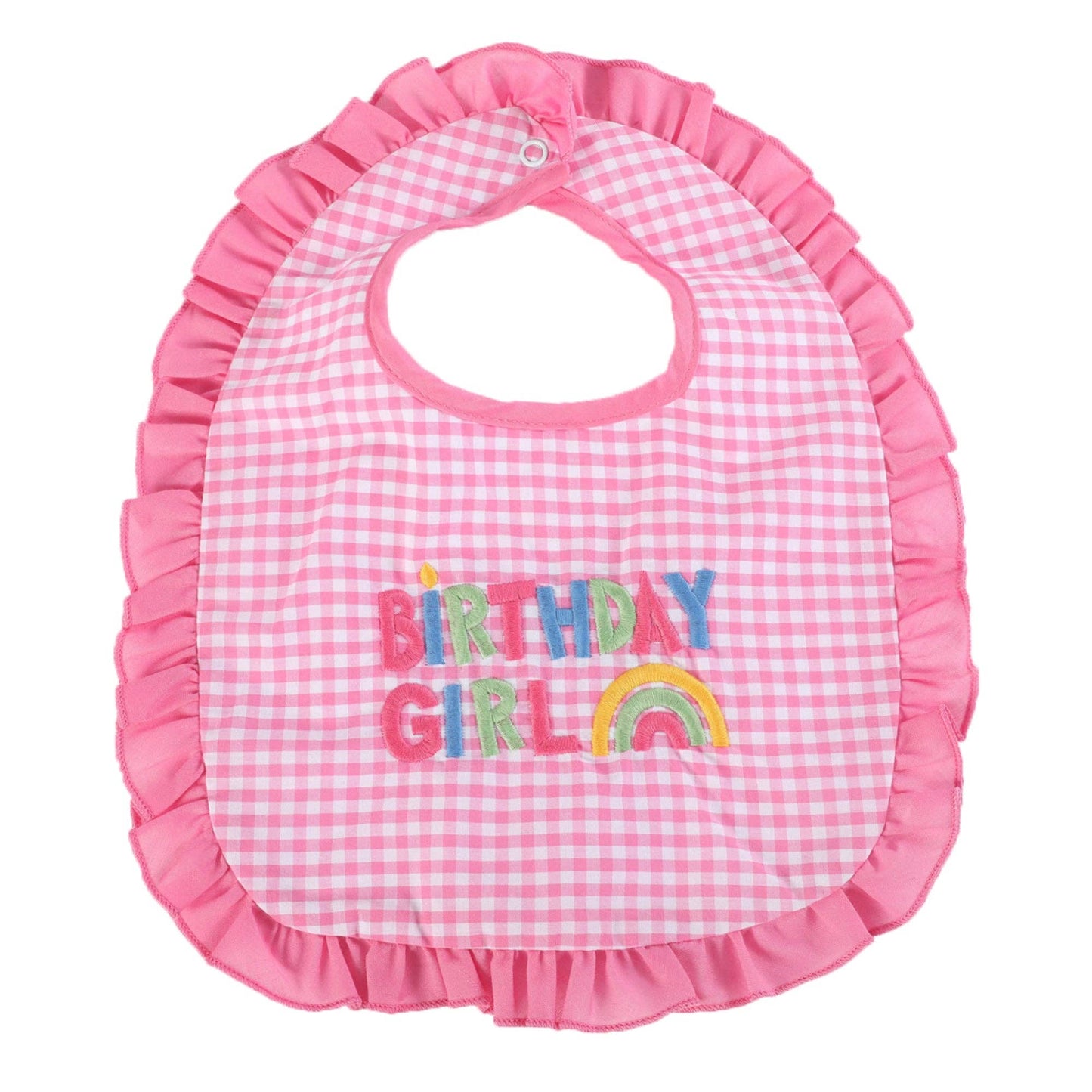 Pink Gingham 'Birthday Girl' Bib