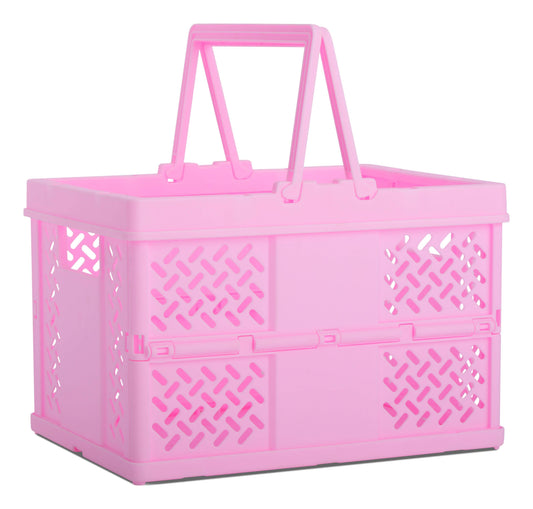 SMALL PINK FOLDABLE STORAGE CRATE