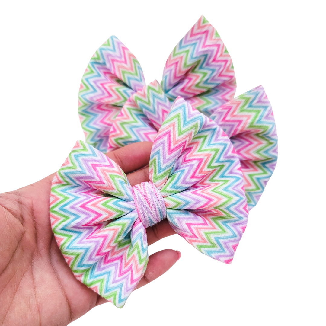 Piper Hair Bow - Colorful Chevron