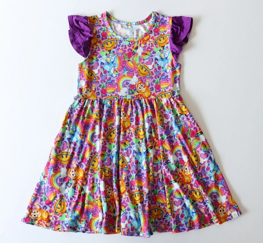 Retro Pups Bamboo Twirl Dress